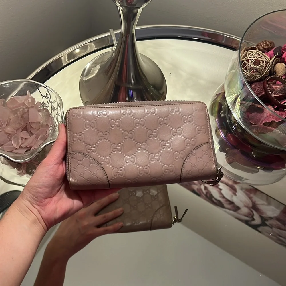 Authentic Gucci Guccissima Large Blush Pink Nude Zip Around Continental Wallet - Picture 17 of 17